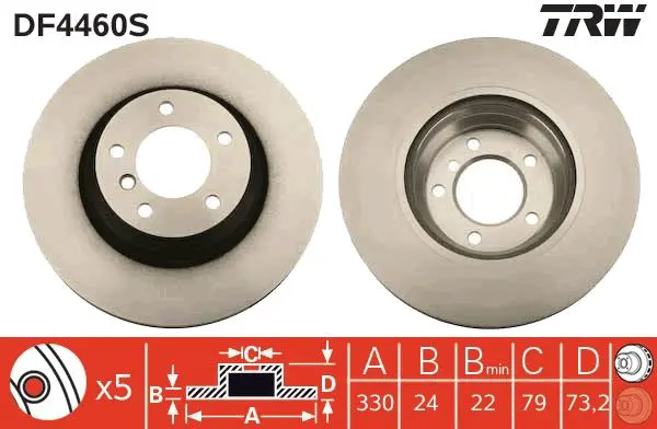 Handler.Part Brake disc TRW DF4460S 1