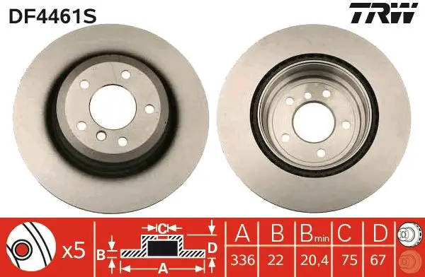 Handler.Part Brake disc TRW DF4461S 1