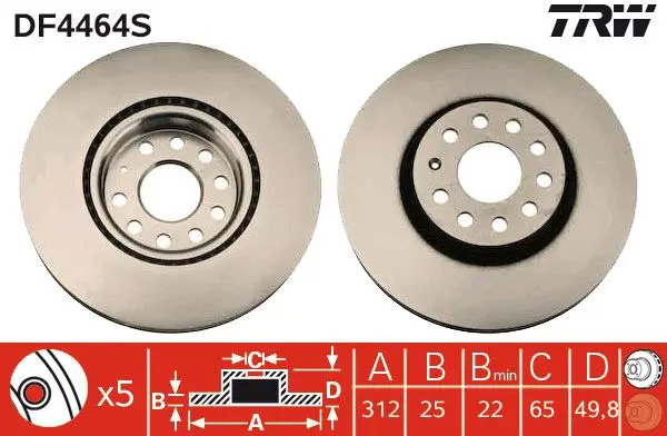 Handler.Part Brake disc TRW DF4464S 1