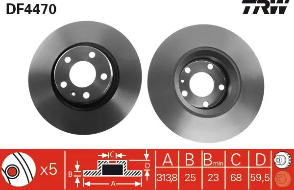 Handler.Part Brake disc TRW DF4470 1