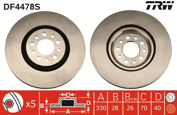 Handler.Part Brake disc TRW DF4478S 1