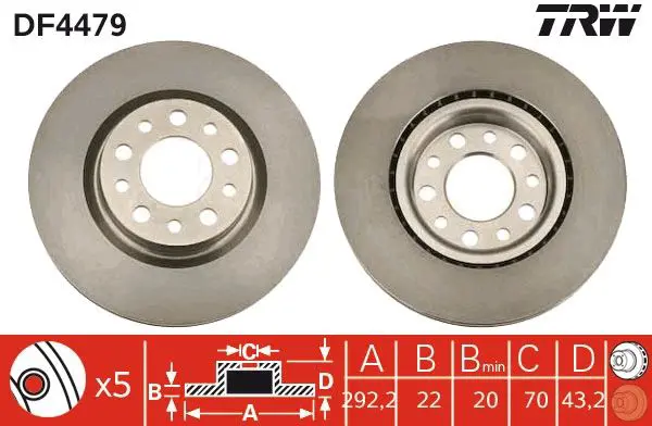 Handler.Part Brake disc TRW DF4479 1