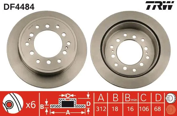 Handler.Part Brake disc TRW DF4484 1