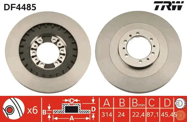 Handler.Part Brake disc TRW DF4485 1