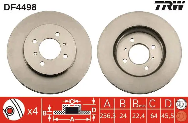 Handler.Part Brake disc TRW DF4498 1