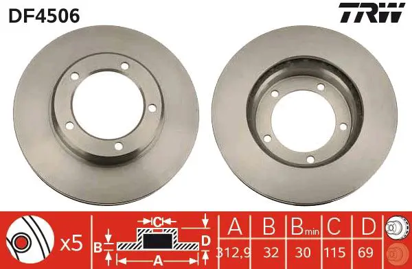 Handler.Part Brake disc TRW DF4506 1