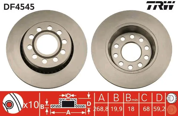 Handler.Part Brake disc TRW DF4545 1