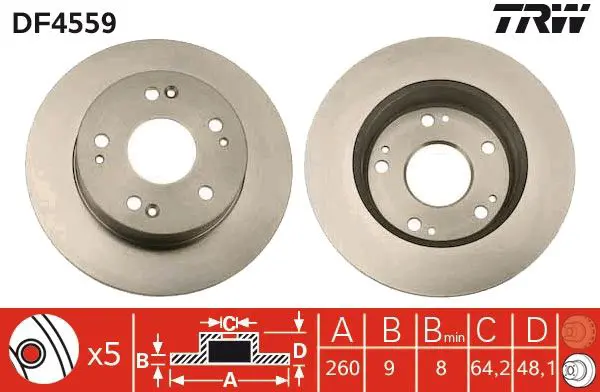 Handler.Part Brake disc TRW DF4559 1