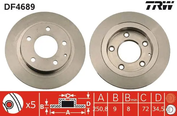 Handler.Part Brake disc TRW DF4689 1