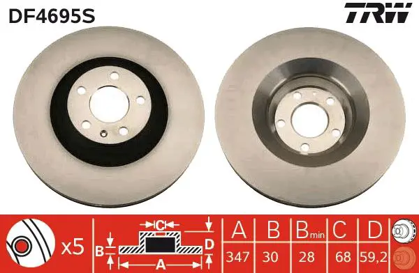 Handler.Part Brake disc TRW DF4695S 1