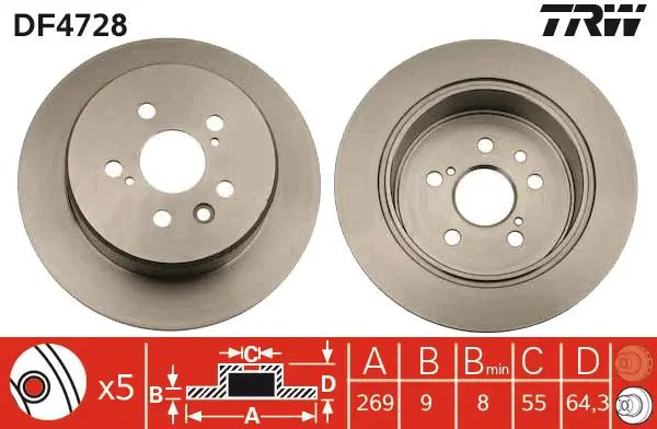 Handler.Part Brake disc TRW DF4728 1