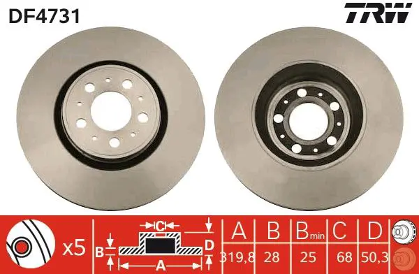 Handler.Part Brake disc TRW DF4731 1