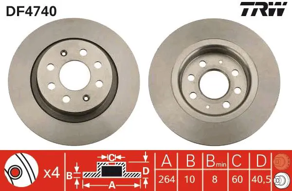 Handler.Part Brake disc TRW DF4740 1