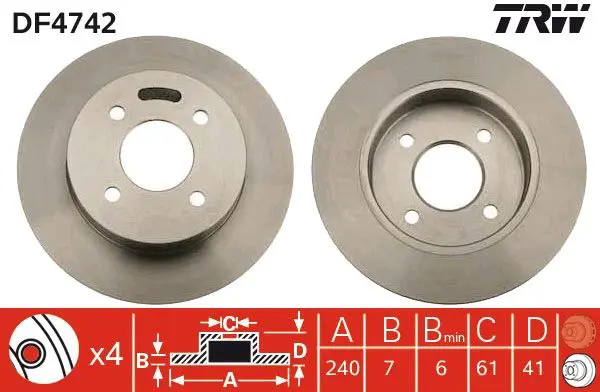 Handler.Part Brake disc TRW DF4742 1