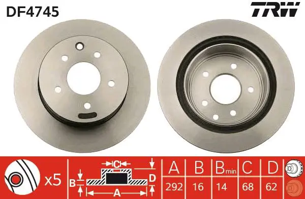 Handler.Part Brake disc TRW DF4745 1