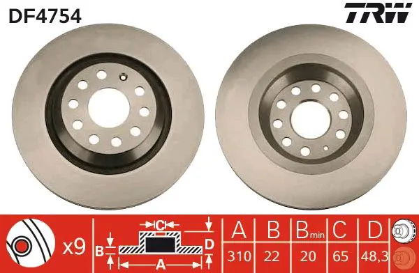 Handler.Part Brake disc TRW DF4754 1