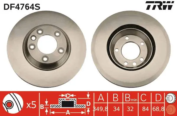 Handler.Part Brake disc TRW DF4764S 1