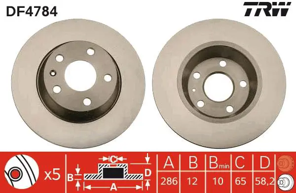 Handler.Part Brake disc TRW DF4784 1