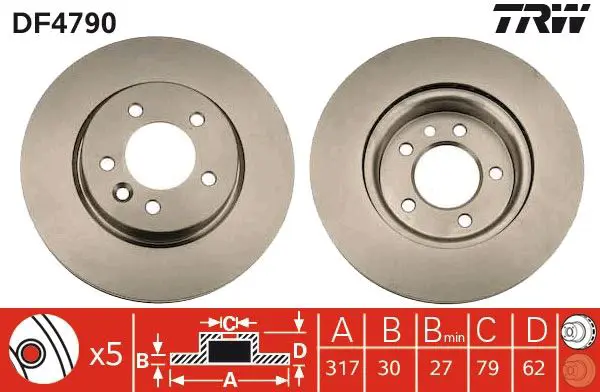 Handler.Part Brake disc TRW DF4790 1