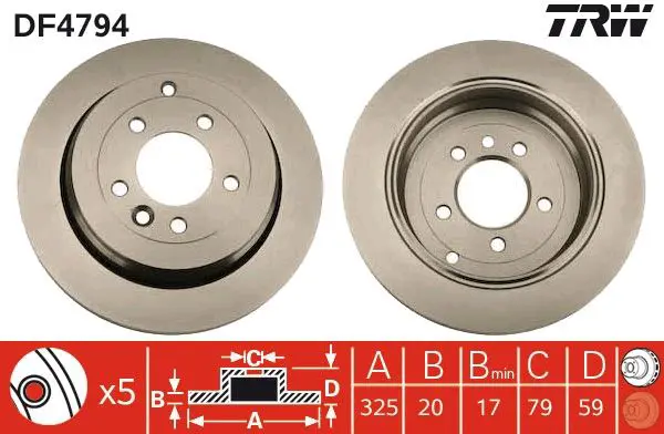 Handler.Part Brake disc TRW DF4794 1