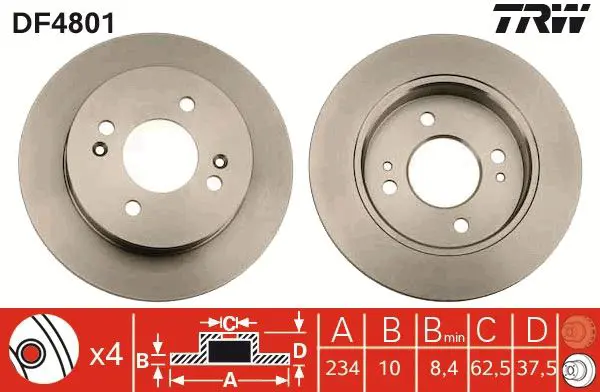 Handler.Part Brake disc TRW DF4801 1