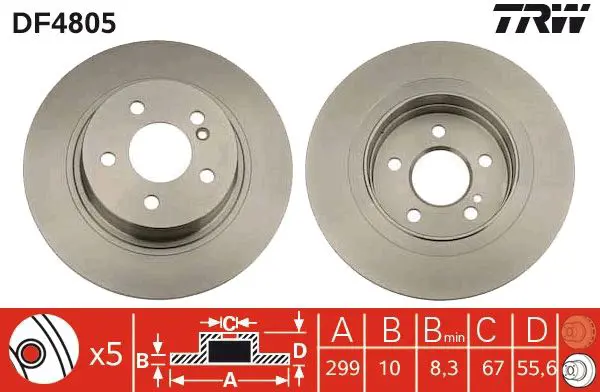 Handler.Part Brake disc TRW DF4805 1