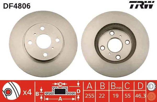 Handler.Part Brake disc TRW DF4806 1