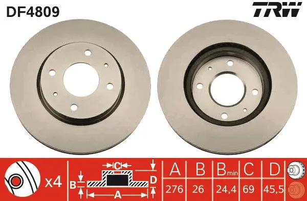 Handler.Part Brake disc TRW DF4809 1