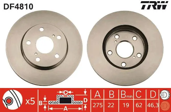 Handler.Part Brake disc TRW DF4810 1