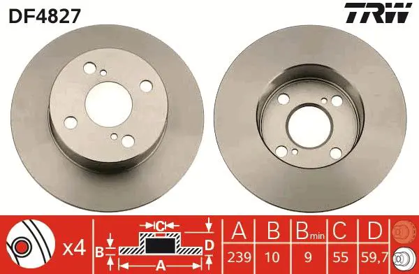 Handler.Part Brake disc TRW DF4827 1