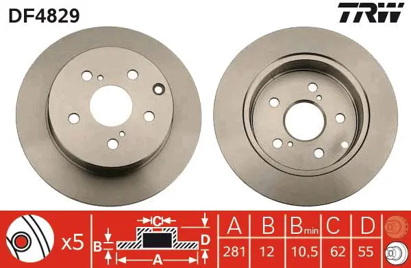 Handler.Part Brake disc TRW DF4829 1