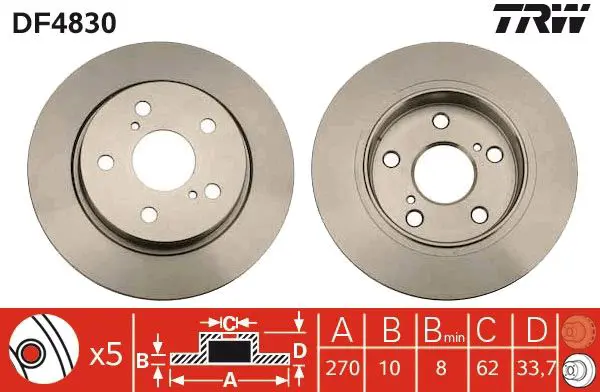 Handler.Part Brake disc TRW DF4830 1