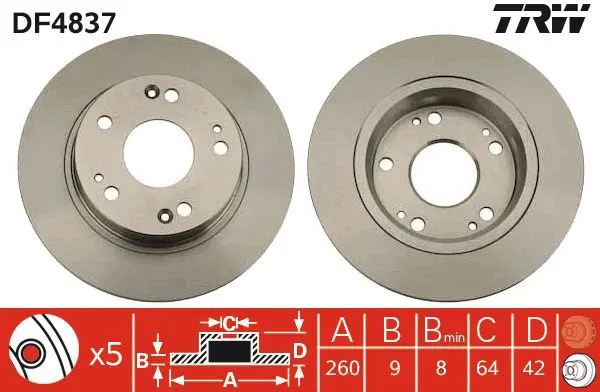 Handler.Part Brake disc TRW DF4837 1