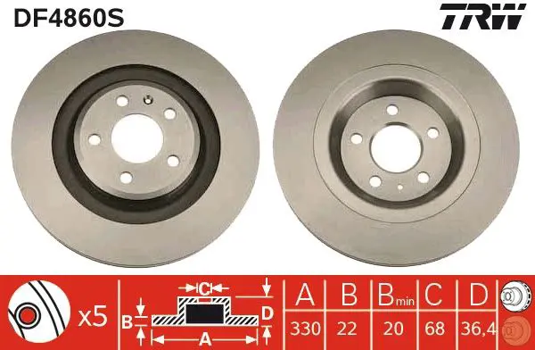 Handler.Part Brake disc TRW DF4860S 1