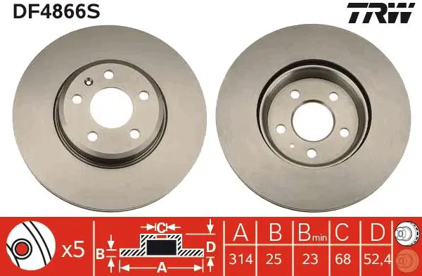 Handler.Part Brake disc TRW DF4866S 1