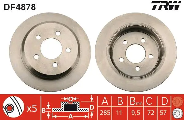 Handler.Part Brake disc TRW DF4878 1