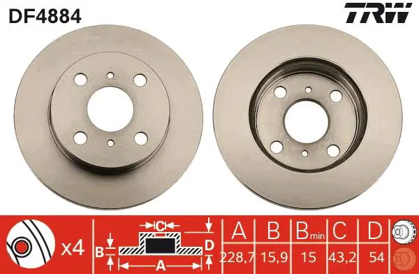 Handler.Part Brake disc TRW DF4884 1