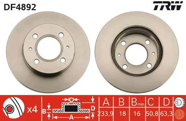 Handler.Part Brake disc TRW DF4892 1