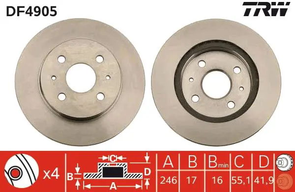 Handler.Part Brake disc TRW DF4905 1