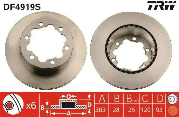 Handler.Part Brake disc TRW DF4919S 1