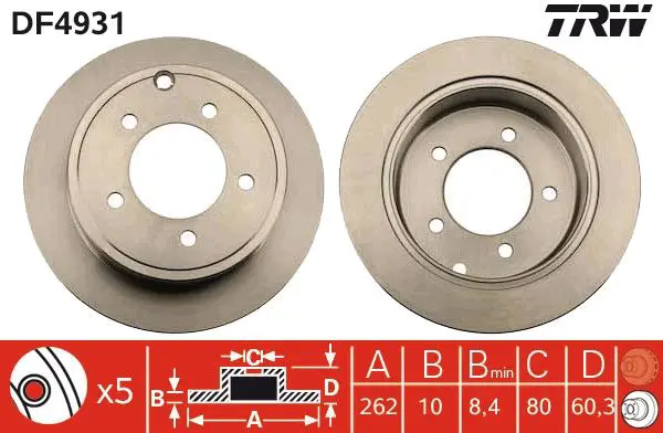 Handler.Part Brake disc TRW DF4931 1