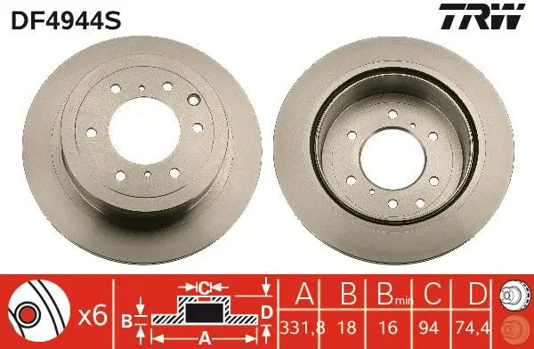 Handler.Part Brake disc TRW DF4944S 1