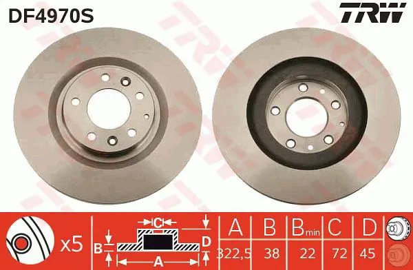 Handler.Part Brake disc TRW DF4970S 1