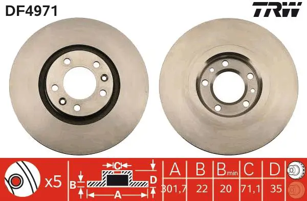 Handler.Part Brake disc TRW DF4971 1