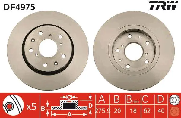 Handler.Part Brake disc TRW DF4975 1