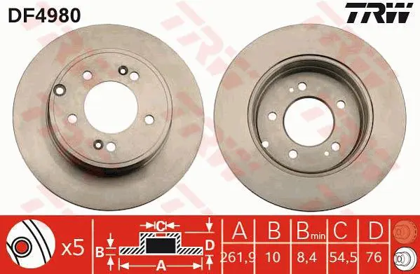 Handler.Part Brake disc TRW DF4980 1