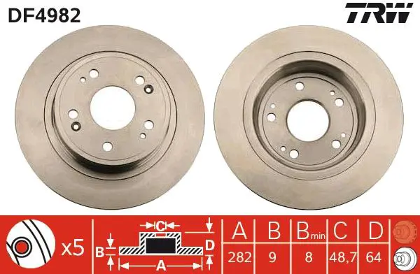 Handler.Part Brake disc TRW DF4982 1