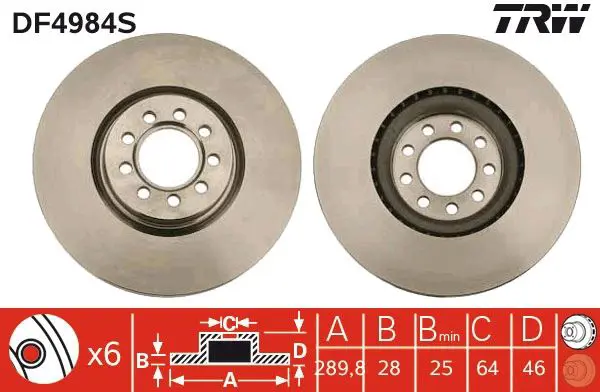 Handler.Part Brake disc TRW DF4984S 1