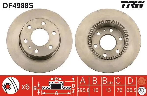 Handler.Part Brake disc TRW DF4988S 1