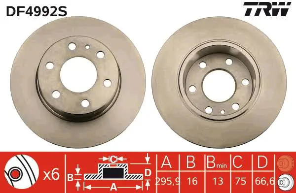 Handler.Part Brake disc TRW DF4992S 1